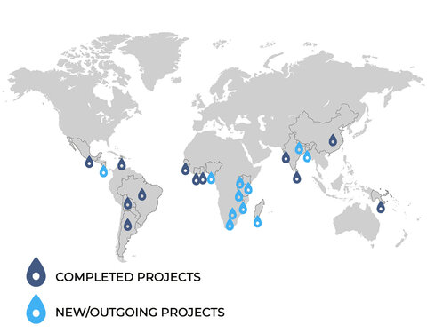Map of ongoing and completed projects by Acqua Life